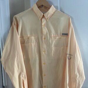 Men's Shirt Columbia Sportswear Company Yellow Large Long Sleeve Button Up